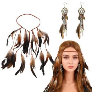 accessoires de mode 1920 3 Pi&egrave;ces Set plumes accessoire annee 20 Th&eacute;matique D'accessoires Gatsby Showgirls des Ann&eacute;es 1920 Bandeau. (VicFENG001, neuf)