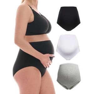 Herzmutter - Culotte Maternit&eacute; Coton - Slip Femme Enceinte - sous-v&ecirc;tements Maternit&eacute; - Culotte de Grossesse - OekoTex100 - Lot de 3-5130 (XL, Noir/Blanc/Gris) (quaneo GmbH, neuf)