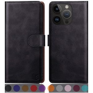 SUANPOT Etui Coque pour iPhone 15 Pro Max 6.7" [RFID Blocage] [Magnétique Protection] Fentes pour Cartes Protection Etui Housse Premium en Cuir PU,Apple 15 Pro Max Etui Portefeuille Le Noir (KAPRETSOUStore, neuf)