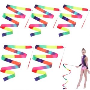 LAJUP 5Pcs Rubans De Danse,2 M Ruban Gymnastique Enfant Arc-En-Ciel Et Rose, Ruban De Danse Scintillant,Accessoire De Danse Artistique,Pour Danse Artistique Entraînement Cadeaux De Fête D'Annive (KUNKUN YU, neuf)