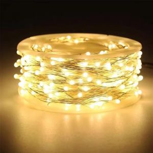 Guirlande lumineuse LED en fil de cuivre étanche avec 8 modes et télécommande, guirlande lumineuse scintillante pour sapin de Noël, mariage, fête ou décoration de la maison (jaune, 6 m) (Qpyshangdian, neuf)
