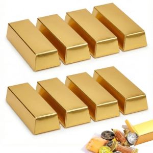 YAZWUR 8 Bo&icirc;tes Cadeaux en Forme de Lingot d'Or, Faux Lingots d'Or pour Bonbons, Bo&icirc;te &agrave; Tr&eacute;sor Pirate, Cadeaux Invit&eacute;s, Id&eacute;al pour Mariage, Anniversaire Enfant, F&ecirc;te (Romanimania OU, neuf)