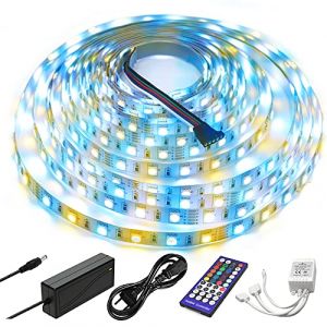 Arotelicht Ruban LED 5M 12V RGBW Bande Lumineuse à changement de couleur 5050SMD RGB+blanc chaud 300LEDs Chaîne légère pour la maison, la chambre, la fête, le mariage (Fernweh2020, neuf)