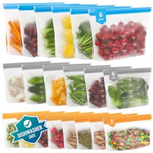 IDEATECH Lot De 20 Sacs Congelation R&eacute;utilisables Avec Zip, Sans BPA, Lavables, Sacs Alimentaires En Silicone Grand Format Pour La Conservation Cong&eacute;lateur (aoying-eu, neuf)