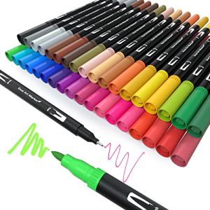 MISDUWA Feutres Coloriage Pointe,36 Couleurs Feutre Avec Stylo Feutre Double Pointe Fine 0.4mm et 1-2mm Pour Dessin,Coloriage Adulte,Calligraphies,Manga, Peintures (XINDEXI, neuf)