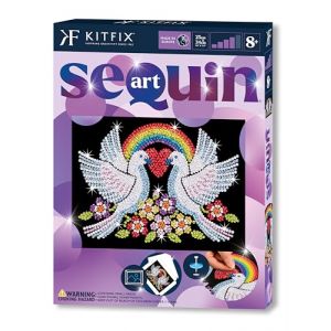 Kitfix - Sequin Art Purple - Colombes de l'espoir - Image à paillettes - 27 x 36 cm - Kit de création pour enfants, adolescents et adultes de plus de 8 ans - 2101 (Kitfix, neuf)