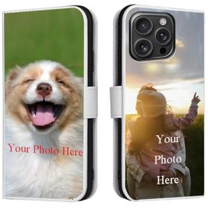 FortiCase Coque Personnalis&eacute;e pour iPhone 11 Pro,Cuir Housse Clapet Protection &Eacute;tui Fentes Support Case,Personnalisable Etui avec Votre Propre Photo Image Texte Housse - White-LN4 (Lanni Trade, neuf)