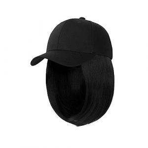 Bonnet de perruque Synth&eacute;tique R&eacute;glable Noir Chapeau Perruques Court Bob Droite Casquette De Baseball Perruque Sans Soudure Connexion Extensions De Cheveux for Les Femmes Chapeau de perruque(7) (haikouhua, neuf)