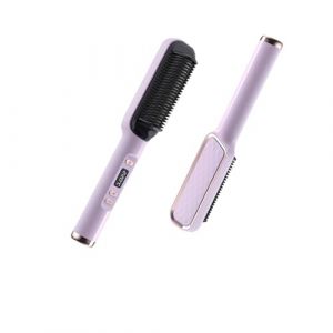 Brosse Lissante Pour Cheveux, Fers &agrave; Lisser N&eacute;gatifs Ions, brosse &agrave; d&eacute;frisage en c&eacute;ramique avec &eacute;cran LED, 4 niveaux de temp&eacute;rature, 160&deg;c &agrave; 220&deg;C, violet (ShuoMing, neuf)