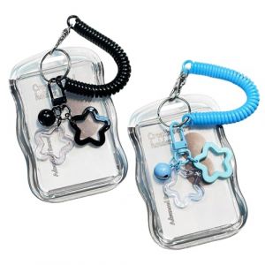 Lot de 2 porte-cartes photo Star Bells - Porte-carte d'identit&eacute; - Porte-carte d'identit&eacute; - Porte-carte photo avec corde &agrave; ressort - &Eacute;tui pour carte d'identit&eacute;, affichage photo Idol et carte de bus (Handikraf, neuf)