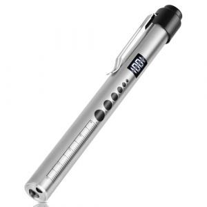 Flintronic Stylo Infirmiere, Rechargeable LED Stylo Lumière Médicale,Affichage Numérique, Stylo Lampe Médicale, Lampe Diagnostic avec Jauge de Pupille et Clip pour Infirmières Médecins EMT(Argent) (XJYEU, neuf)