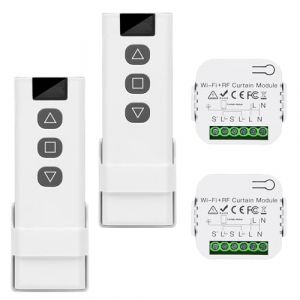 2 Pi&egrave;ces Kit Interrupteur Sans Fil, Interrupteur Volet Roulant Connect&eacute; Avec RF T&eacute;l&eacute;commande et Module de R&eacute;ception, pour Commande de Rideau &Eacute;Lectrique, Module Volet Roulant Connect&eacute; (meeloo, neuf)