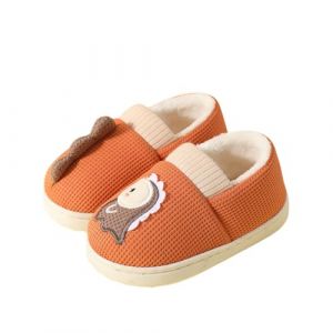 Vuncio Chausson Chaud Fille Hiver Ferm&eacute;e Dinosaure Mignon Confort Pantoufles Chaudes Enfant Gar&ccedil;on Polaire Animaux Fashion D&eacute;contract&eacute; Maison Chambre Antid&eacute;rapant Chaussure (35, Orange) (Vuncio, neuf)
