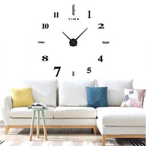 Yolistar Modern DIY Grande Horloge Murale, 3D Miroir Autocollant Metal Silencieuse Pendule Murale, Pendule Murale Moderne Métallique Horloge Décorations de Bureau Domicile - Noir (BooAnn, neuf)