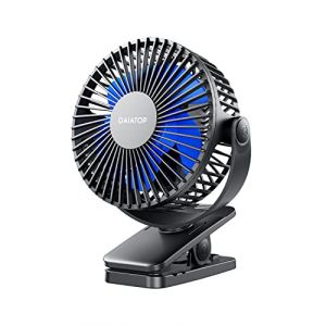 Gaiatop Ventilateur portable à clipser à piles, petit ventilateur de bureau USB puissant, 3 vitesses, silencieux, rechargeable, le camping,Noir et bleu (Gaiatop, neuf)