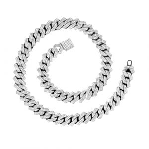 THXFUNAREA Chaine Argent Homme Chaîne Cubaine Homme Iced Out Miami Collier Cubain Chaîne Hip Hop Chaîne Avec Strass Homme Chaîne Argent Bijoux Cadeau Homme Femme Garçon (BYSMDXZDZH, neuf)