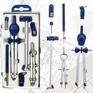 OTTYMO Kit de Compas Metal Boussole Dessin+Convertisseur Compas de Menuisier+Mine Compas de Dessin Détachable Compas Architecte Compas de Précision Compas Géométrie pour Dessin Math Trace Menuisier (KANIER, neuf)