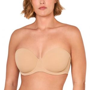 DELIMIRA Femme Soutien Gorge sans Bretelles Grande Taille avec Armature Bretelle Multiple Taupe Beige 100G (Jimu Fashion, neuf)
