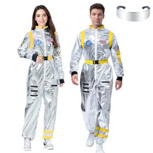 HarnyLoom D&eacute;guisement Astronaute Enfant Adulte, Costume Astronaute Gar&ccedil;on Homme Fille Space Combinaison de Pilote Cosmonaute Espace Casque Lunettes Cosplay Halloween Carnival (Jaune - Adulte, XL) (HarnyLoom, neuf)