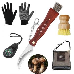 LIMEOW 1 Set de 5pcs Cadeau Chasseur Couteaux Pliants Couteau Champignon Panier Champignon Sac Champignon Brosse Champignon Couteau Champignons Set pour la Cueillette des Champignons Dans le Champ (LIMEOW, neuf)