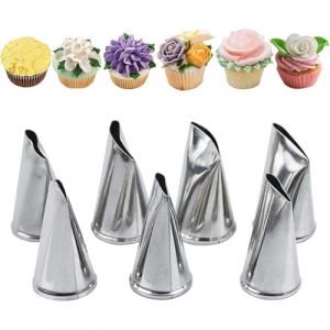 Jeu de 7 Douilles &agrave; P&acirc;tisserie Professionnelles, Buse &agrave; Fleurs, Buse &agrave; Gla&ccedil;age Outils pour la D&eacute;coration G&acirc;teaux et Cupcakes, Compatible avec Poche &agrave; Douille Patisserie (7PCS Douilles) (CHUANGTUO EU, neuf)
