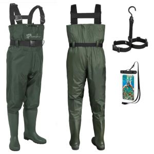 Croch Cuissardes pour Homme et Femme &ndash; Pantalon de P&ecirc;che Imperm&eacute;able en PVC et Nylon avec Waders en Caoutchouc &ndash; Taille 38-47 &ndash; Cuissardes et Pantalon de P&ecirc;che Parfaits (FuTao, neuf)