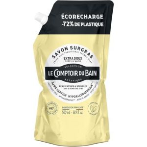 Le Comptoir du Bain Savon Surgras de Marseille Hypoallerg&eacute;nique &Eacute;co-Recharge 500 ml (MEDIACASH, neuf)