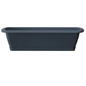 Erhard-Trading Alzira Lot de jardinières + soucoupe 50 cm Anthracite (ERHARD-SHOP*DE/Le magasin spécialisé dans la venta, neuf)