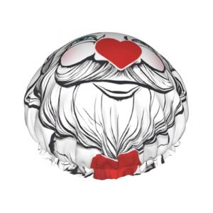 Bonnet de douche double couche avec imprimé nain mignon, réutilisable pour femme (QICHENBO, neuf)