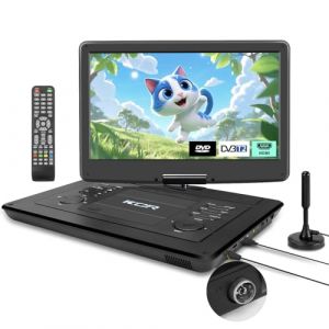 KCR Lecteur DVD portable 15,6 pouces pour enfants et voiture, &eacute;cran LED de 15,6 pouces, tuner DVB-T2, batterie rechargeable, USB/HDMI/AV/audio et plusieurs formats (SOYAR, neuf)