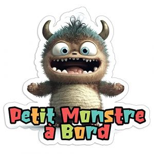 Autocollant voiture bébé à bord, petit monstre à bord 16x15cm vinyle haute qualité, autocollant voiture, moderne et fun, 100% français, écoresponsable (Hellocom34, neuf)