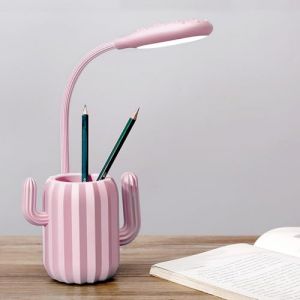 SEIWEI Lampe de lecture rechargeable avec interrupteur tactile et porte-stylo, lampe de bureau LED à intensité variable, 3 niveaux de luminosité, lampe de lecture motif cactus de dessin animé pour (Daily Choices, neuf)