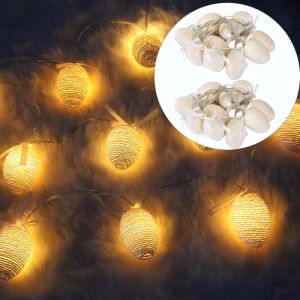 2 LED Guirlande Lumineuse de Pâques con 20 Oeufs de Pâques Lumineux à LED, Chaîne de Lumières de Pâques Lumières de Fenêtre de Pâques Lapin pour Décoration du Printemps de Pâques (blanc chaud) (JINGTOPS EU Direct, neuf)