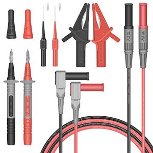 Sondes de Multimètre, HANDSKIT Kit de fils de test multimètre électrique à double isolation, Sondes de test avec Fiche Banana 4mm, Avec Pinces Crocodiles 30A et Sonde à Aiguille 0.7 mm (USHARE, neuf)