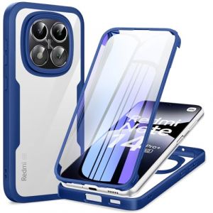 Phoona 360 degr&eacute;s Coque pour Xiaomi Redmi Note 14 Pro 5G/Note 14 Pro Plus avec Protection d'&eacute;cran, Silicone Antichoc Anti-Rayures Int&eacute;grale &Eacute;tui Housse pour Redmi Note 14 Pro, Bleu (WEST COAST KNITWEAR EU, neuf)
