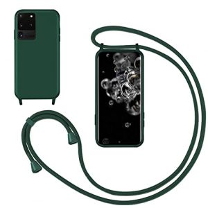 GoodcAcy Coque Cordon de Collier pour Samsung Galaxy S20 Ultra,Collier pour &Eacute;tui Colliers de cellulaire Mince Antichoc R&eacute;glable Lanyard Housse Liquide Silicone Case pour Samsung S20 Ultra,Vert (TENGLAN, neuf)
