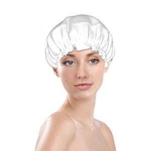 Bonnet de douche pour femme, r&eacute;utilisable, imperm&eacute;able, double couche, bande &eacute;lastique, bonnet de bain pour cheveux longs, bonnet de bain Hello Summer nain pour douche (JinRui-EU, neuf)