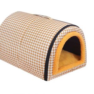 Grande niche 2 en 1 pour chien et chat - Imperm&eacute;able - Lavable - Lit apaisant anti-anxi&eacute;t&eacute; - Doux - Antid&eacute;rapant et chaud - Pour chiens et chats de taille moyenne - Beige, L - 60 x 43 x 40 cm (ping bu, neuf)