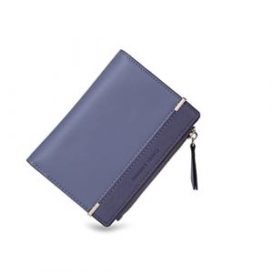 CHAOFANXI Porte-Monnaie pour Femme en Cuir PU Lisse et Souple, Petit Portefeuille Court, Bleu (Michong, neuf)