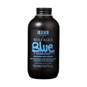 BLEACH LONDON Blue Weekend Coloration semi-permanente pour cheveux - True Blue, végétalien, sans cruauté envers les animaux, teinture temporaire vibrante 150 ml (MHP Trading, neuf)