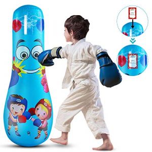 Ruiqas Sac de Frappe Gonflable pour Enfants de 119,4 cm, Sac de Frappe autoportant pour Exercices à la Maison pour soulager Le Stress (Ruiqas, neuf)