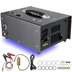 VEVOR Pompe Électrique à Air Haute Pression PCP 220 V 110 V AC / 12 V DC Compresseur Plongé LED 300 W Air Comprimé Arrêt Automatique 4500 PSI Pompe Pneumatique pour Pistolet à Air et de Paintball (New Clear FR, neuf)