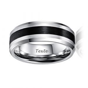 NUNCAD Bague Homme en Carbure de Tungst&egrave;ne, Anneau Large 8 mm, Finition Mate Bross&eacute;e, Noir Argent, Personnalisable par Gravure Taille 68.5(21.8) (NUNCAD FR, neuf)