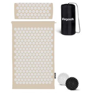 LifeGoods Tapis d'acupression avec coussin - Tapis de presse sans fil - Tapis d'acupression - Tapis d'acupression - Tapis d'acupression - Tapis de massage - Dos - Tapis à picots - Tapis Fakir - Tapis (LifeGoods Group, neuf)