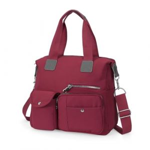 HAWEE Sac a Main Bandoulière Femme Sac à Main Cours Lycée avec Bandoulière Réglable et Multipoches en Nylon Souple Sac Fourre Tout Femme pour Université Lyceenne Travail Sport (HAWEEDEAL, neuf)