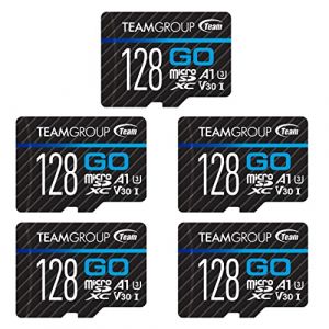 TEAMGROUP GO Card TGUSDX128GU363 Lot de 5 cartes Micro SDXC UHS-I U3 V30 4K pour GoPro, drone et cam&eacute;ras d'action, carte m&eacute;moire flash haute vitesse avec adaptateur pour sports de plein air, tir 4K, (POOLSSTORE, neuf)