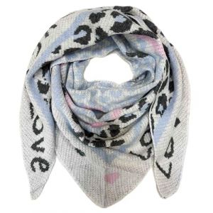 &Eacute;charpe triangulaire tricot&eacute;e XXL motif Love Leopard &eacute;charpe d'hiver chaude &eacute;charpe mode foulard automne printemps &eacute;charpe tube &eacute;charpe triangulaire &eacute;tole foulard en laine, 210 x 85 cm (Jeamis EU, neuf)