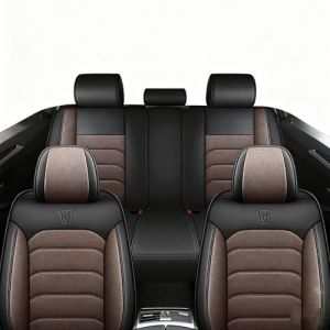 FUNEAER Housse Si&egrave;ge Voiture pour Volkswagen Tiguan(2016-2021),Universel Housse de Protection Si&egrave;ge Voiture -avec Airbags Ensembles Cuir Imperm&eacute;able-Brown (FengflyTechnology, neuf)