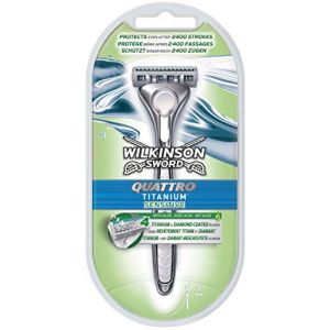 Wilkinson Sword Quattro Titanium Sensitive Rasoir Femme avec 1 lame de rechange (AR First Aid, neuf)