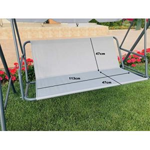 PETELA Housse de rechange pour balancelle de jardin, hamac de jardin, chaise de jardin, housse de banc - 113 cm x 47 cm x 47 cm - Grise (PETELA, neuf)